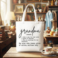 Grandma Definition Canvas Tote Bag, Minimalist Nana Gift Shopper