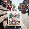 Happy 250 America Doodle Cotton Tote Bag USA Patriotic Anniversary