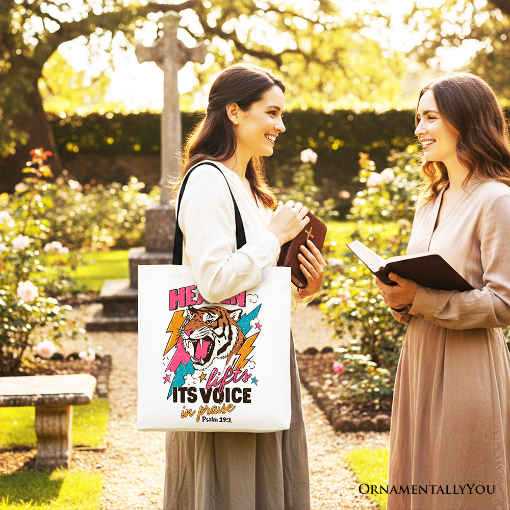 Psalm 19:1 Christian Canvas Tote Bag, Bohemian Faith Shopper