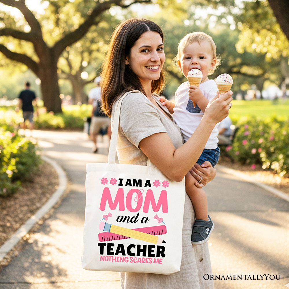 Mom and Teacher Tote Bag, Empowering School Shopper for Brave Mothers