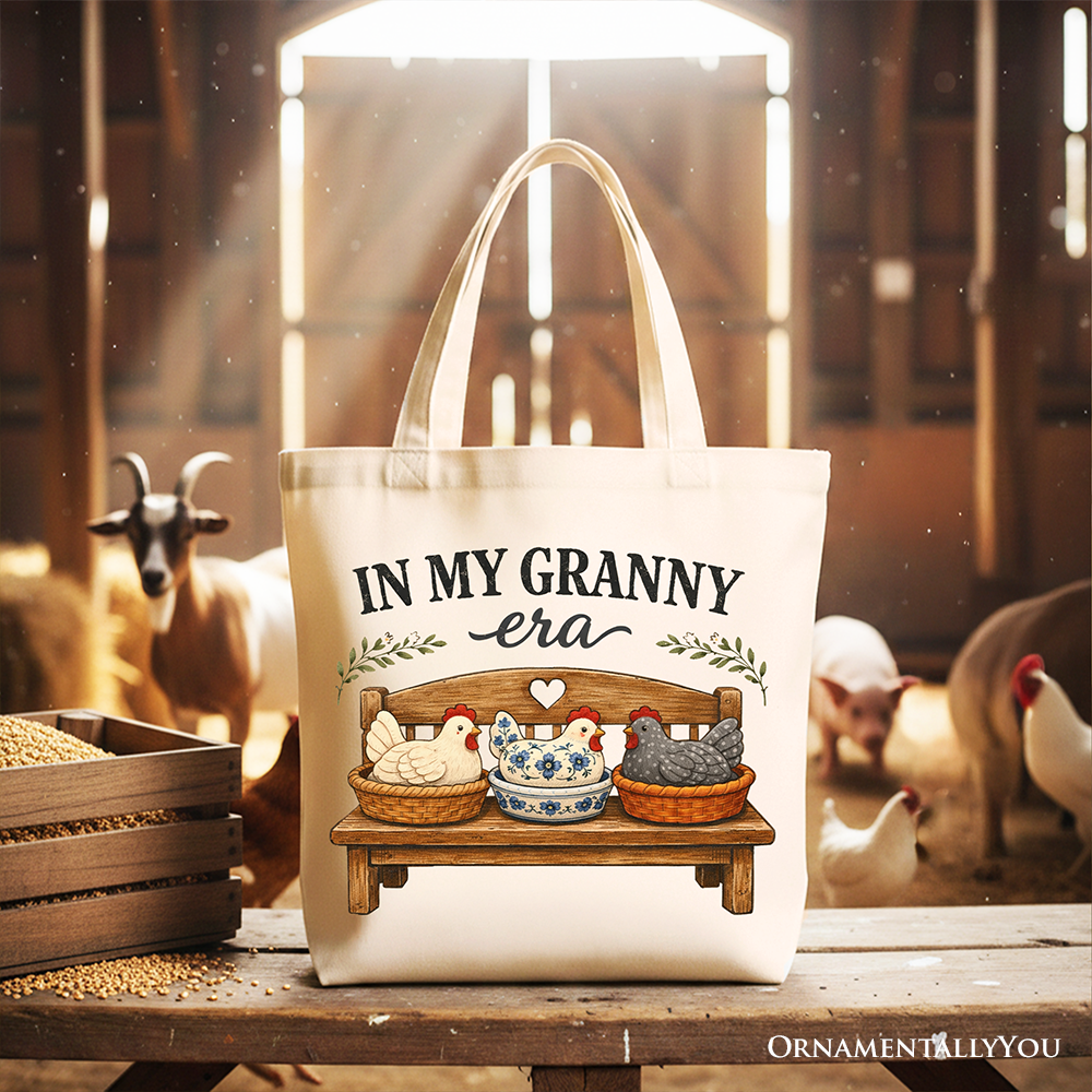 In My Granny Era Chicken Vintage Tote Bag – Farmhouse Cotton Shopper