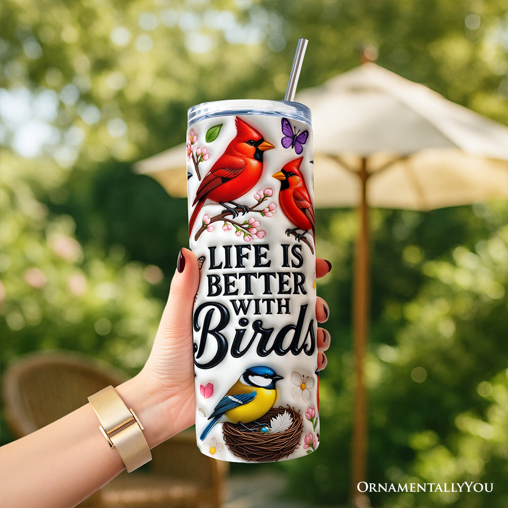 Life Is Better With Birds 20oz Personalized Tumbler for Birdwatchers