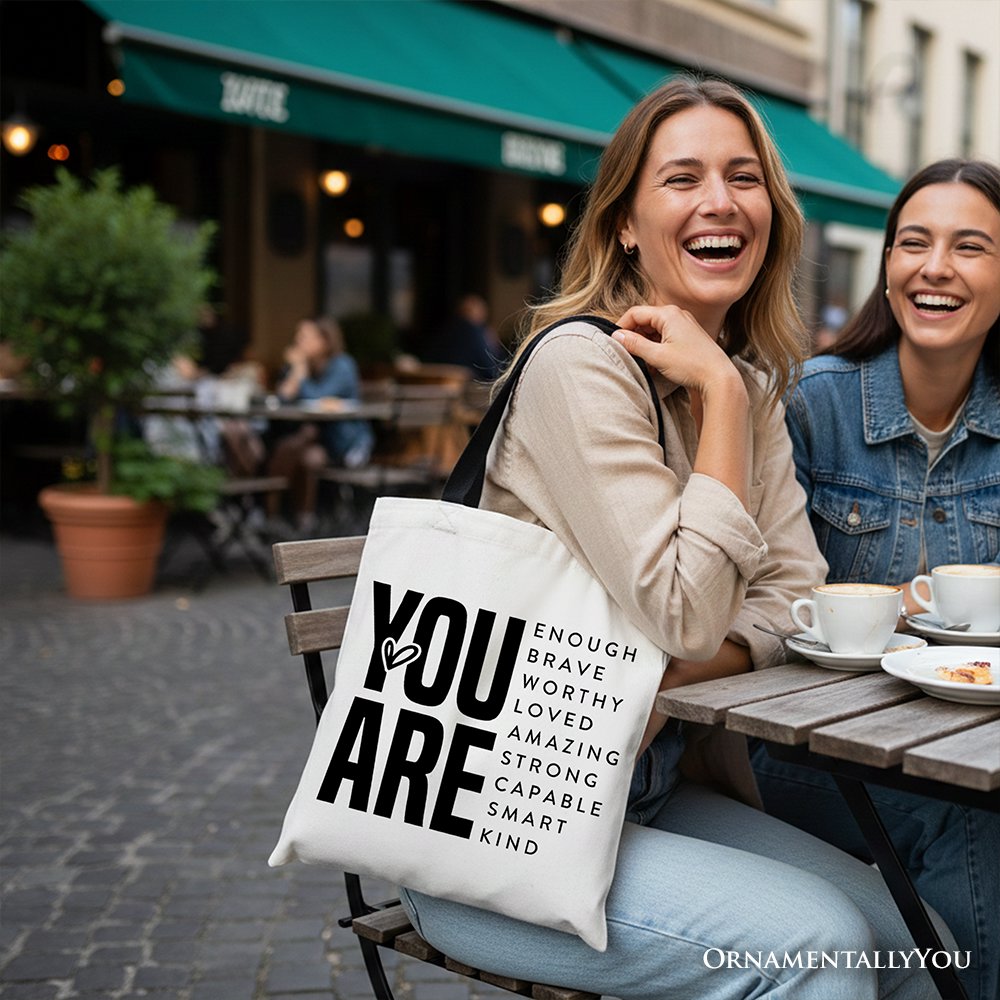 Inspirational Words Canvas Tote, Minimalist Encouragement Shopper