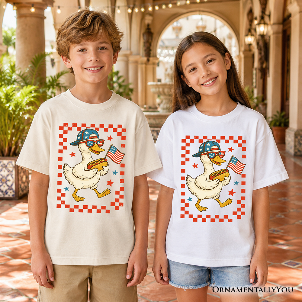 Kids Patriotic 4th of July Duck T-Shirt Independence Day Graphic Tee
