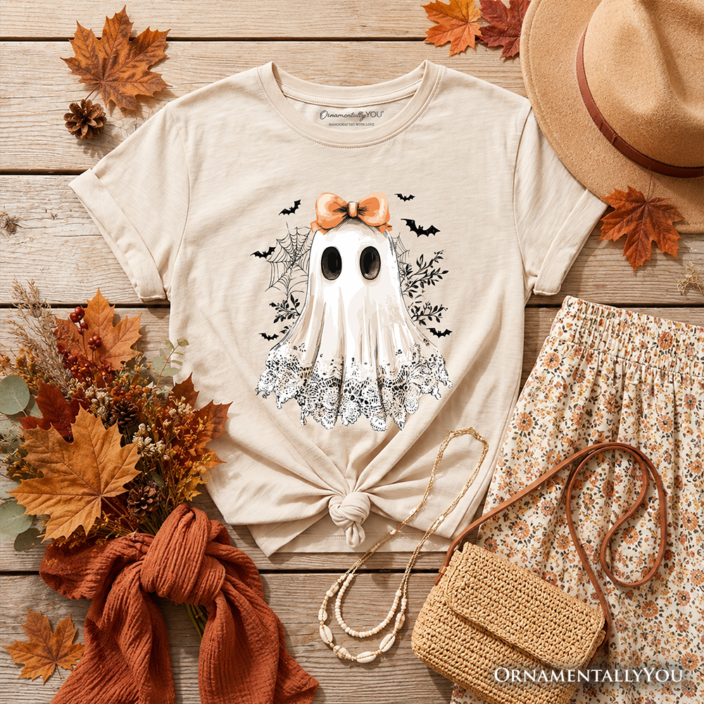 Kids Coquette Ghost Halloween T-Shirt Cute Youth Tee