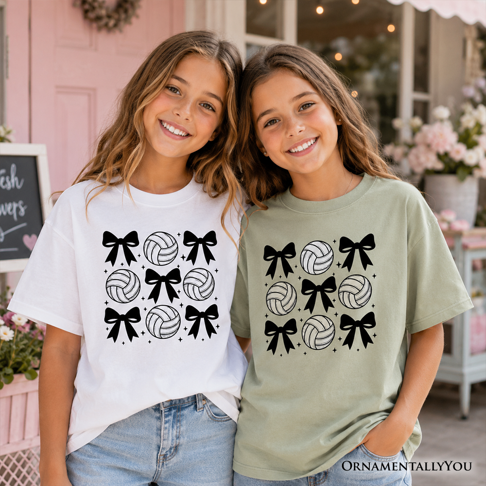 Kids Coquette Volleyball Bows T-Shirt Athletic Graphic Tee