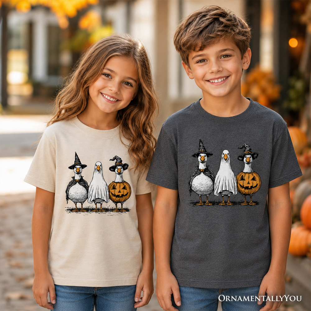 Funny Haunting Honkers Goose Halloween T-Shirt for Kids
