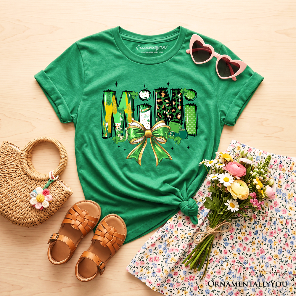 Kids Shamrock Clover Bow T-Shirt - Lucky St. Patrick's Day Tee