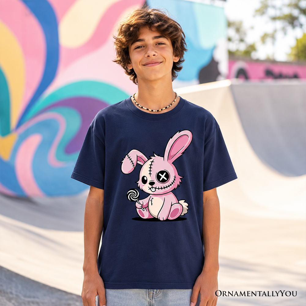 Kids Pink Zombies Bunny Cute Gothic Halloween Graphic T-Shirt