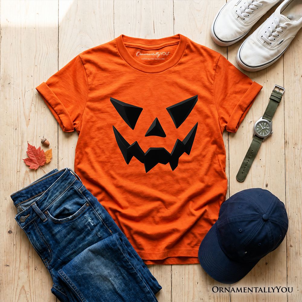 Kids Minimalist Scary Pumpkin Face Halloween T-Shirt