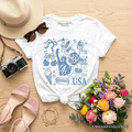 Kids USA Liberty Retro Coquette T-Shirt Patriotic 1776 Youth Tee