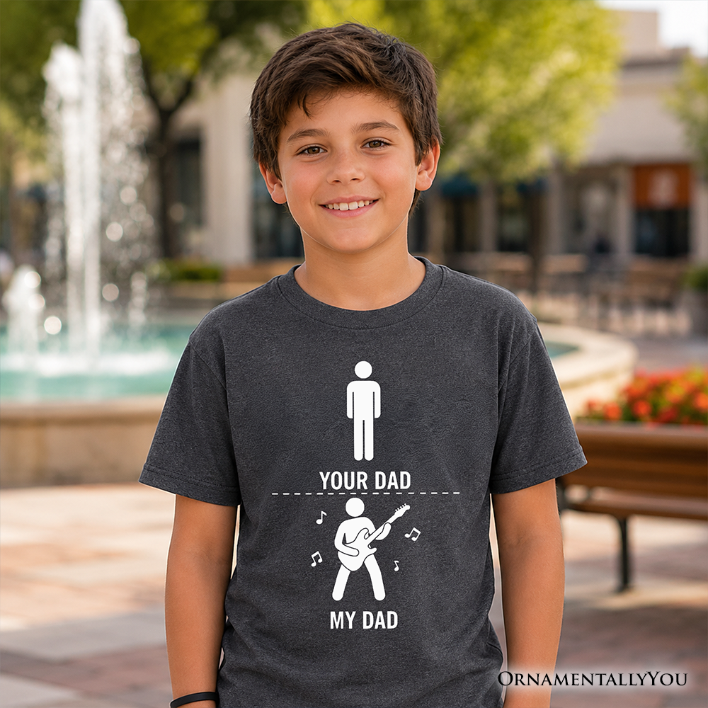 Funny Your Dad Vs My Cool Dad Bass Guitar T-Shirt for Kids