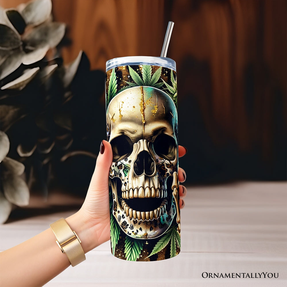 Leopard Skull Weed 20oz Personalized Tumbler - Gothic Style Gift