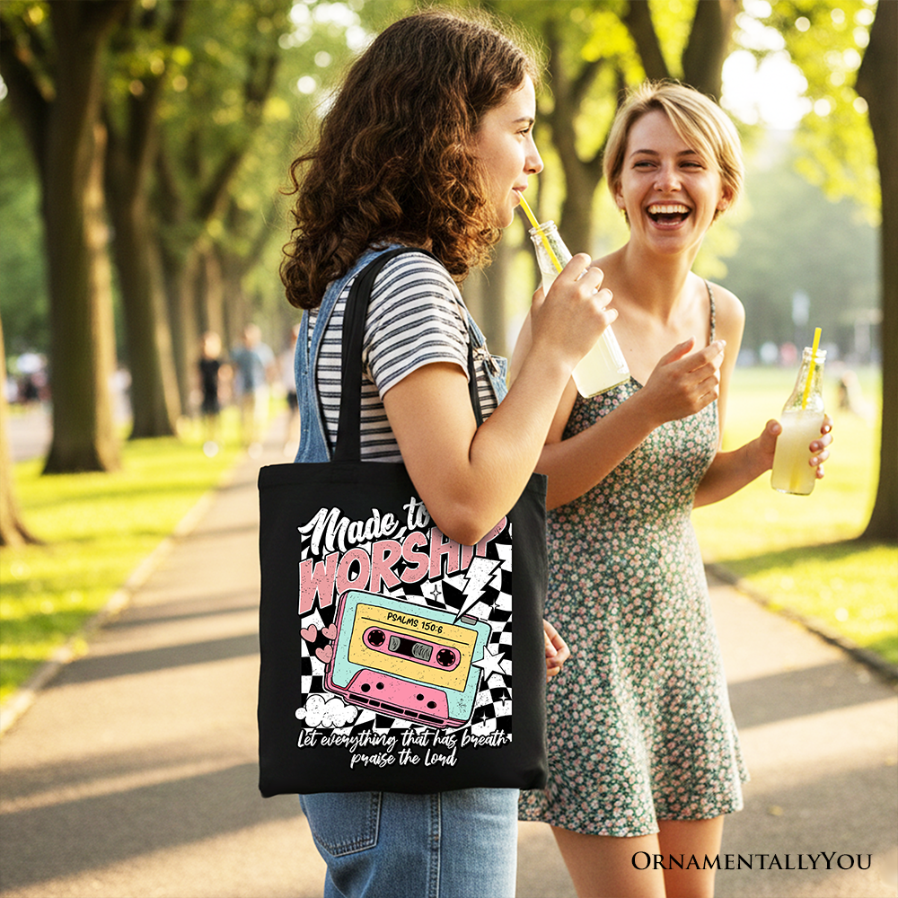 Made to Worship Christian Tote Bag, Psalm 150:6 Bible Verse Shopper