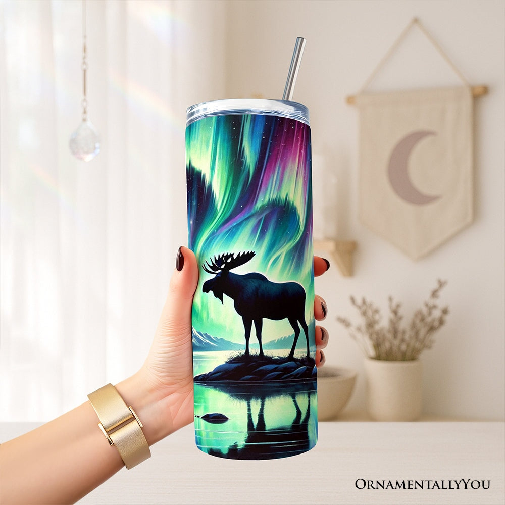 Majestic Moose Under Northern Lights 20oz Personalized Tumbler
