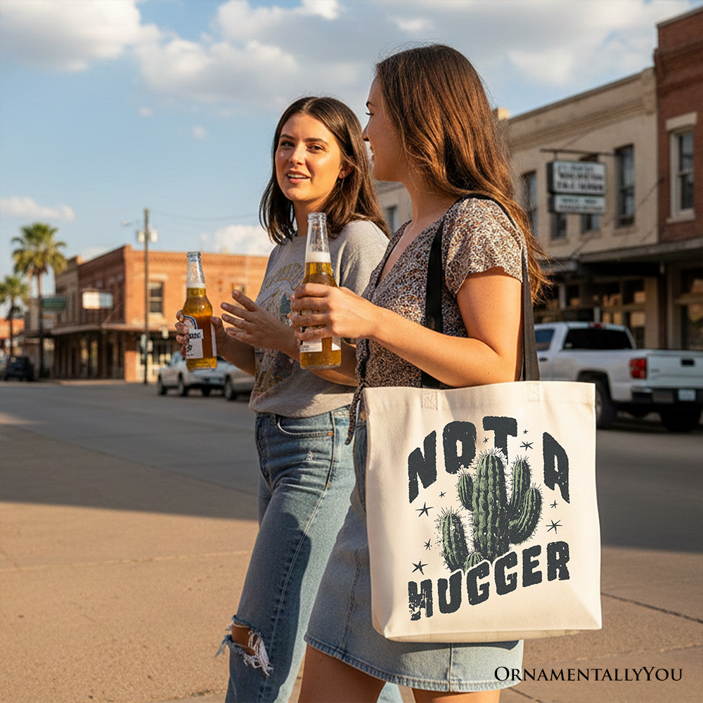 Not a Hugger Cactus Tote Bag - Funny Retro Sarcastic Gift Shopper