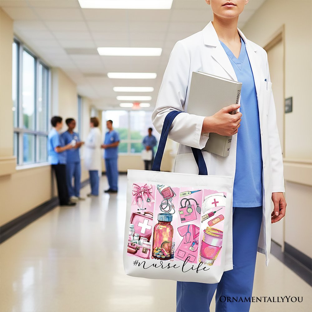 Nurse Life Cotton Canvas Tote Bag - Coquette Style Medical Gift