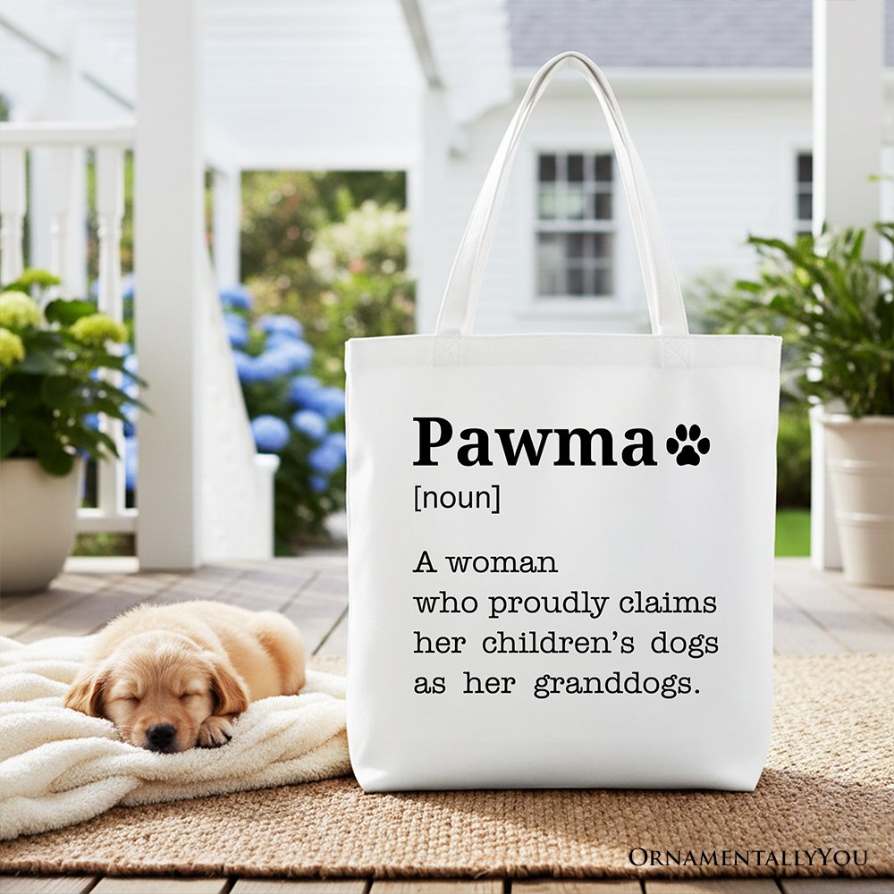 Pawma Definition Canvas Tote Bag, Funny Dog Mom Gift Shopper