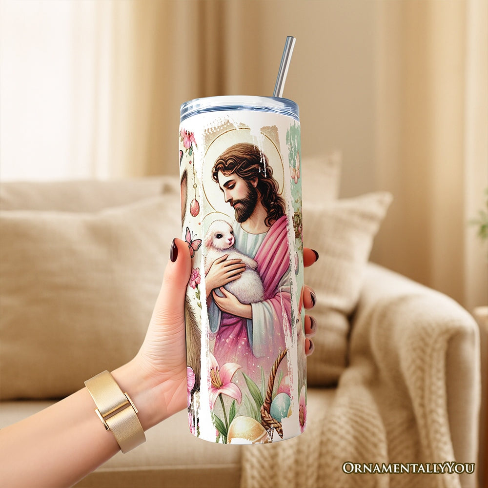 Pink Jesus and Bunny 20oz Personalized Spring Easter Tumbler