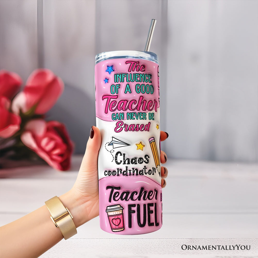 Pink Teacher Life 20oz Personalized Tumbler with Stainless Straw
