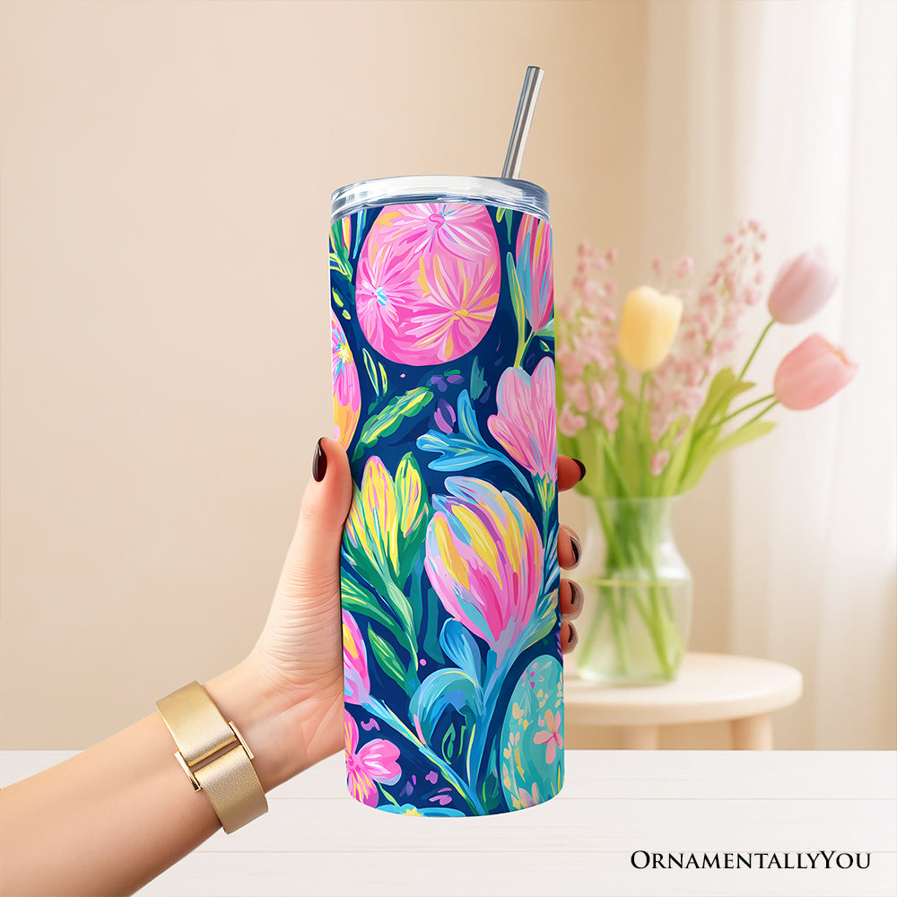 Preppy Painted Eggs 20oz Personalized Spring Floral Easter Cup