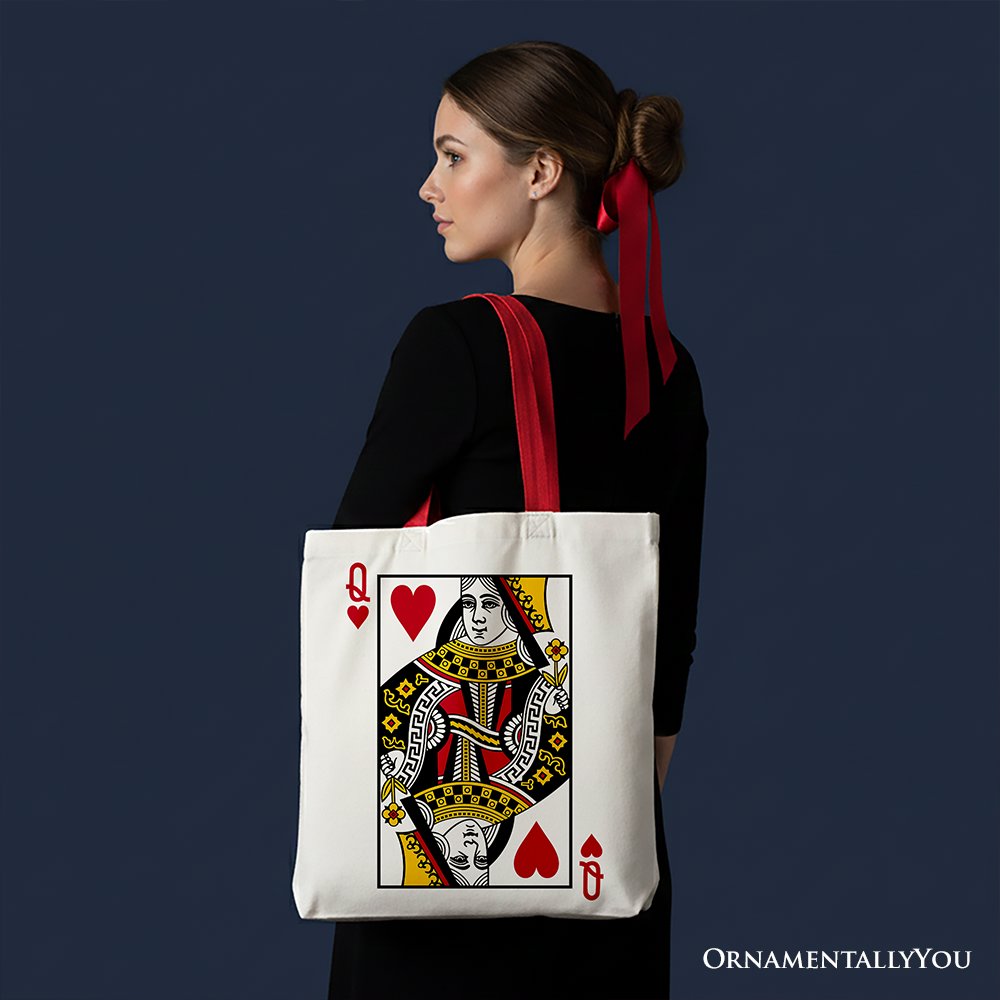 Queen of Hearts Crown Canvas Tote Bag, Vintage Style Gift Bag