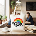Read Banned Books Rainbow Canvas Tote Bag – Book Lover Library Gift