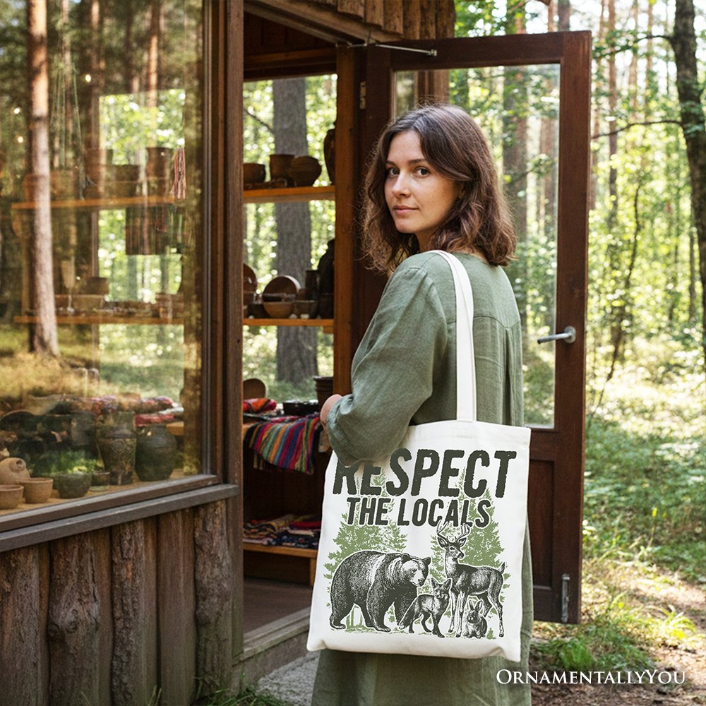 Respect the Locals Nature Canvas Tote Bag - Vintage Outdoorsy