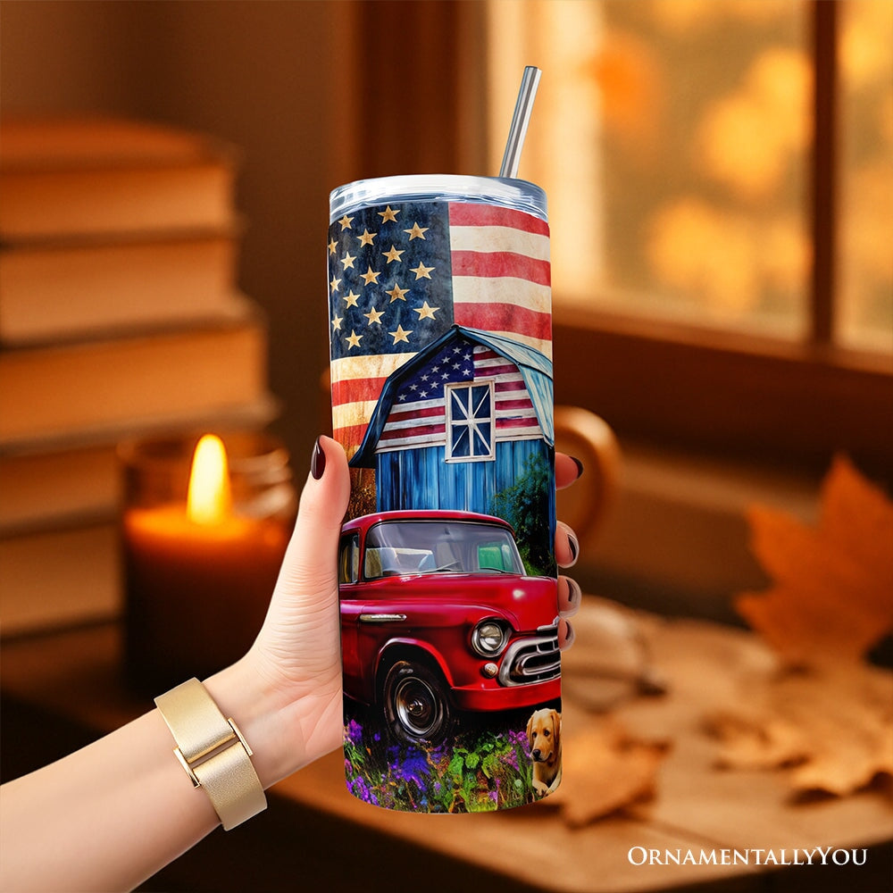 Rustic Old Red Truck Christmas 20oz Personalized Travel Mug