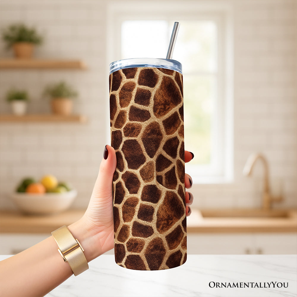 Safari Giraffe Print 20oz Personalized Tumbler with Stainless Straw