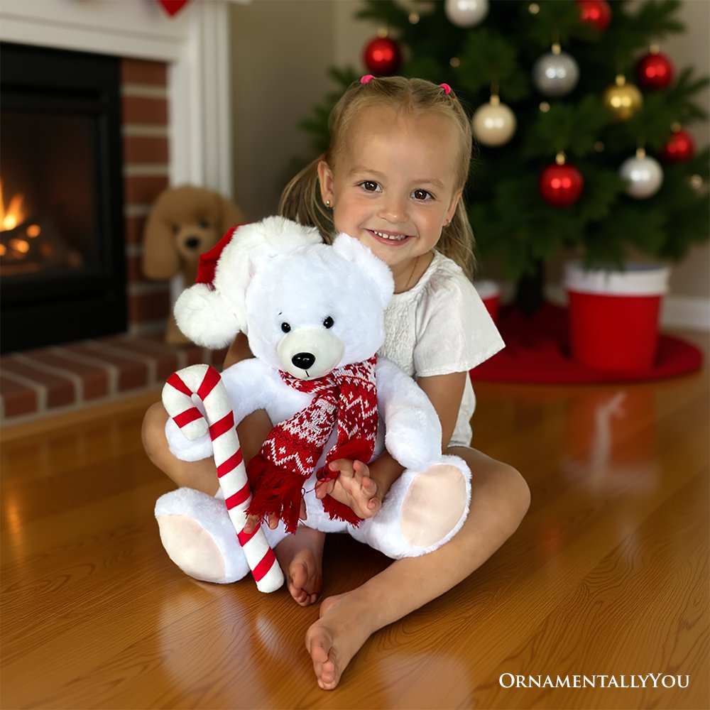 Snowy the Polar Bear Plushie - 12" Christmas Stuffed Toy