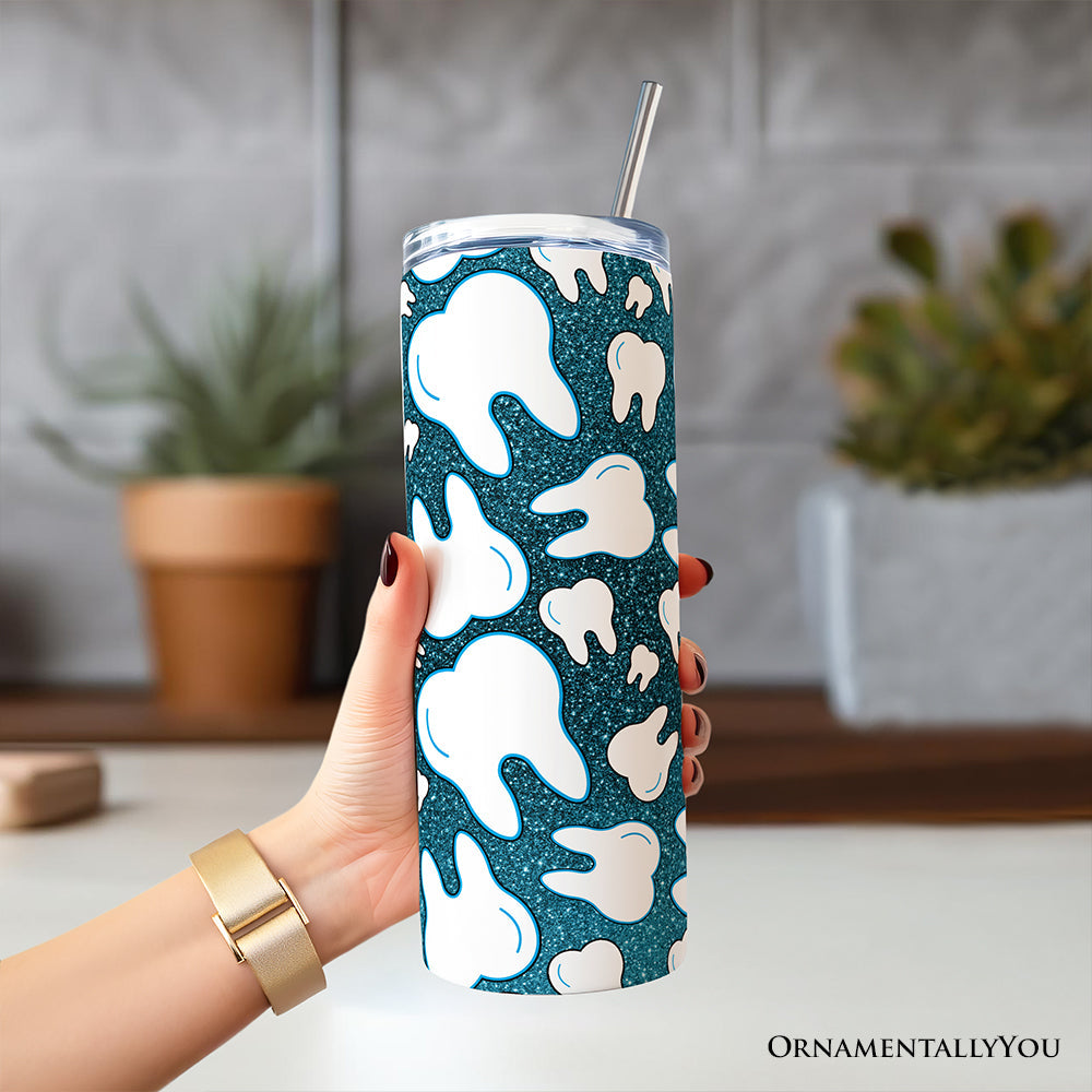 Sparkly Blue Tooth Pattern 20oz Stainless Steel Travel Tumbler