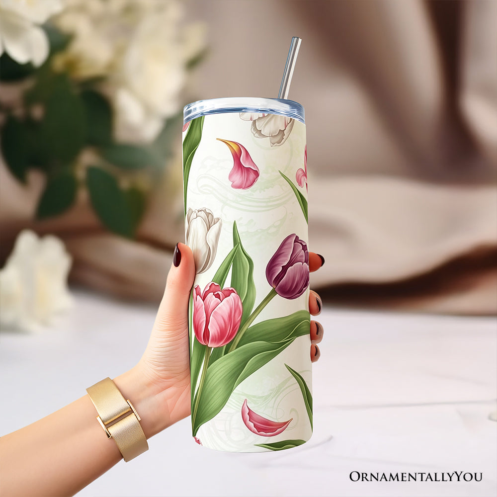 Spring Tulip Garden 20oz Personalized Tumbler with Straw