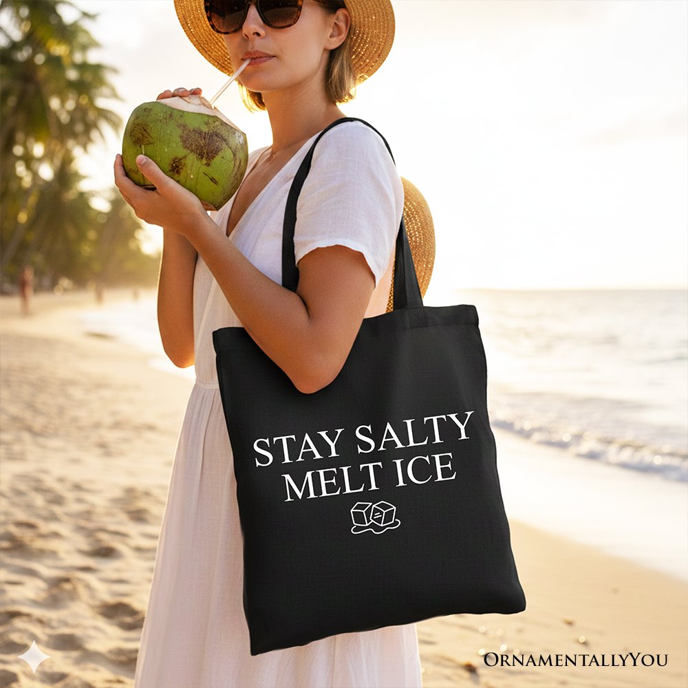 Stay Salty Melt Ice Canvas Tote Bag - Durable Handcrafted Carryall