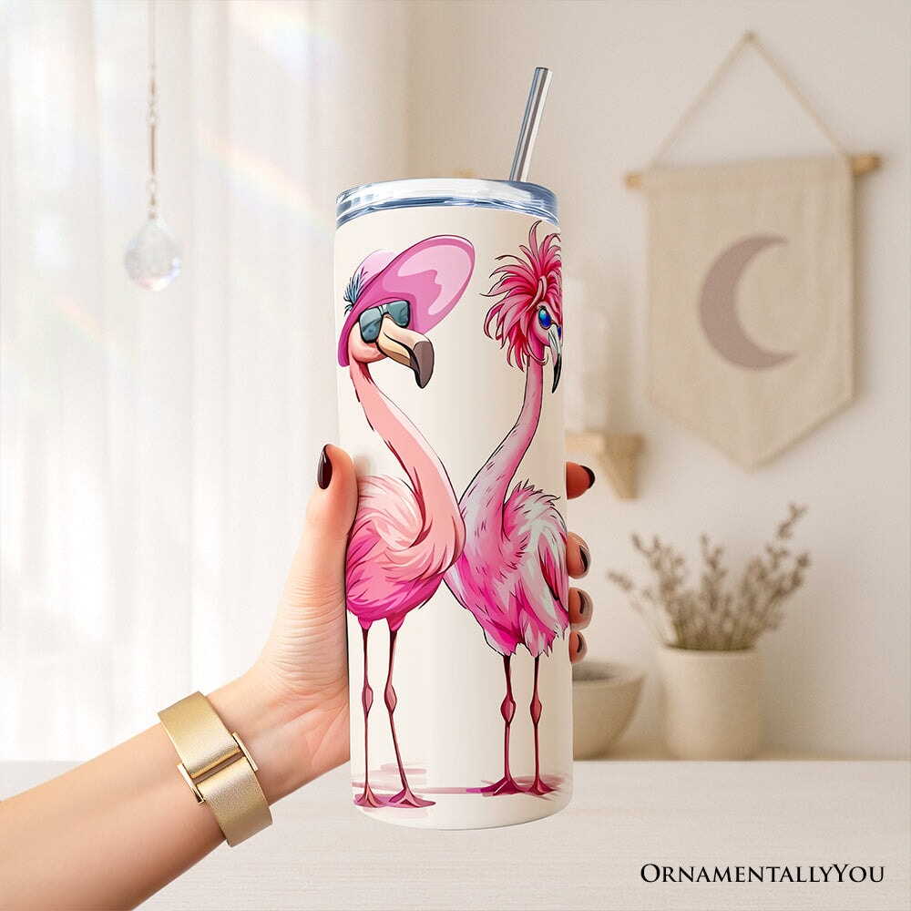 Tropical Flamingo 20oz Personalized Tumbler with Stainless Straw