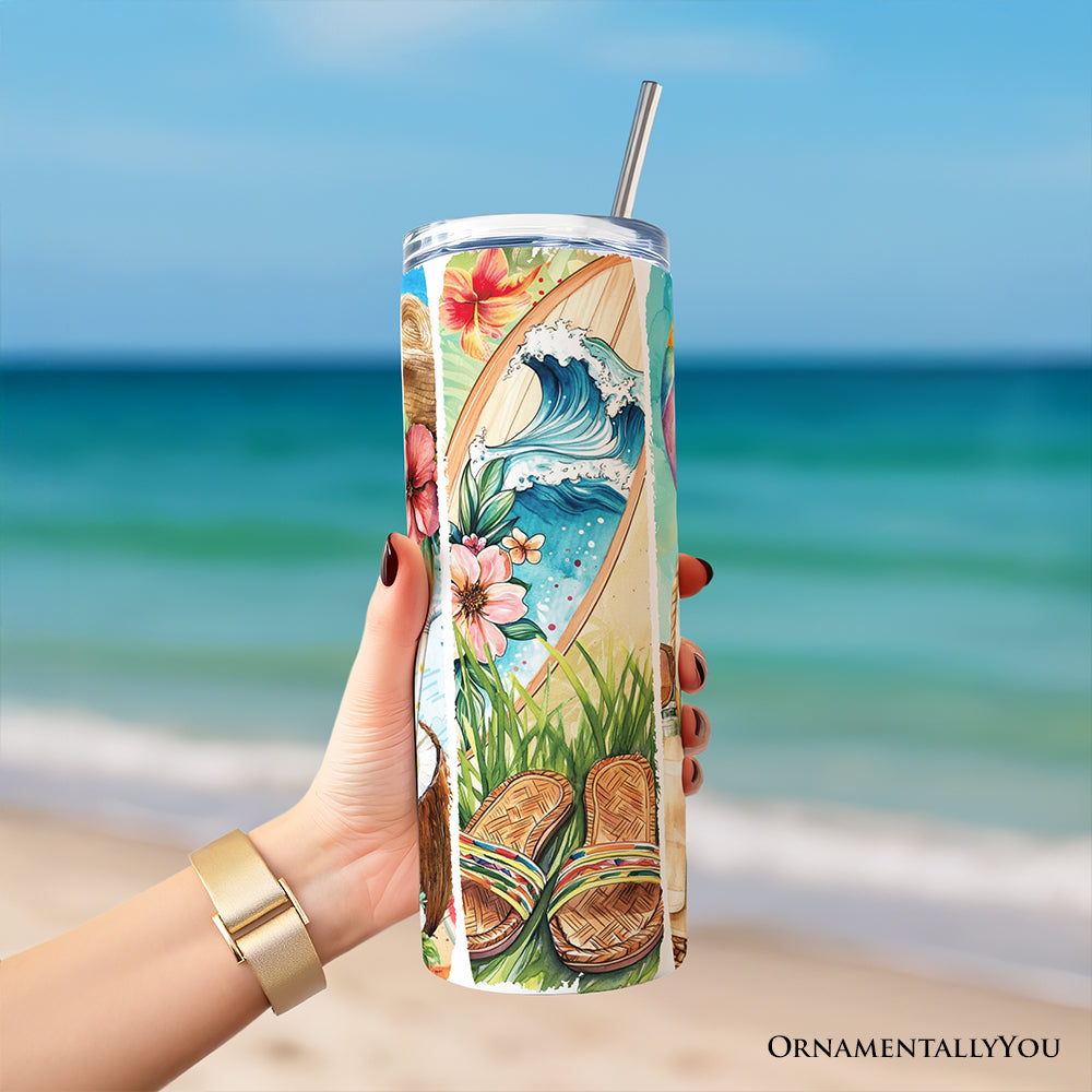 Summer Vibes Personalized 20oz Tumbler with Beach Theme