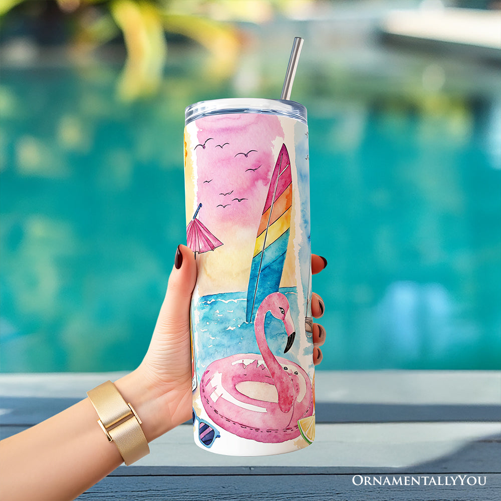 Summer Vibes Abstract 20oz Vacation Travel Tumbler with Straw