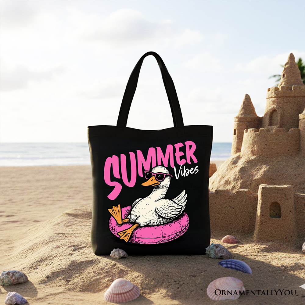 Summer Vibes Goose Tote Bag, Funny Beach Vacation Shopper
