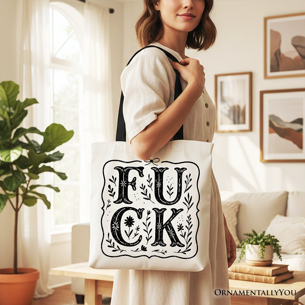 Sweary Wildflower Tote Bag - Western Boho Sassy Gift Shopper