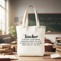 Teacher Definition Canvas Tote Bag, Inspirational Educator Gift