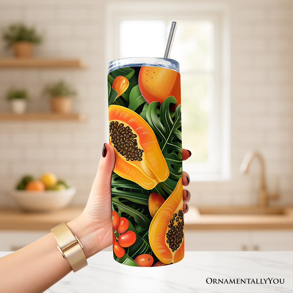 Tropical Papaya Mango Citrus 20oz Personalized Tumbler with Straw