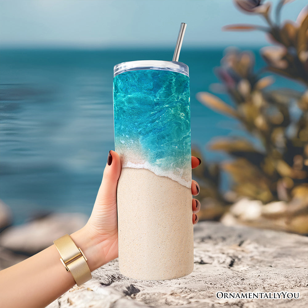 Turquoise Ocean Shore 20oz Personalized Stainless Steel Tumbler