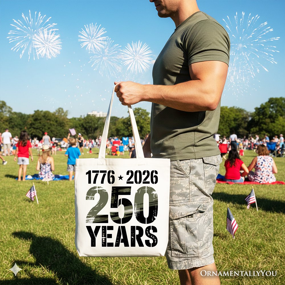 USA 250 Years Anniversary Tote Bag 1776-2026 Patriotic Shopper