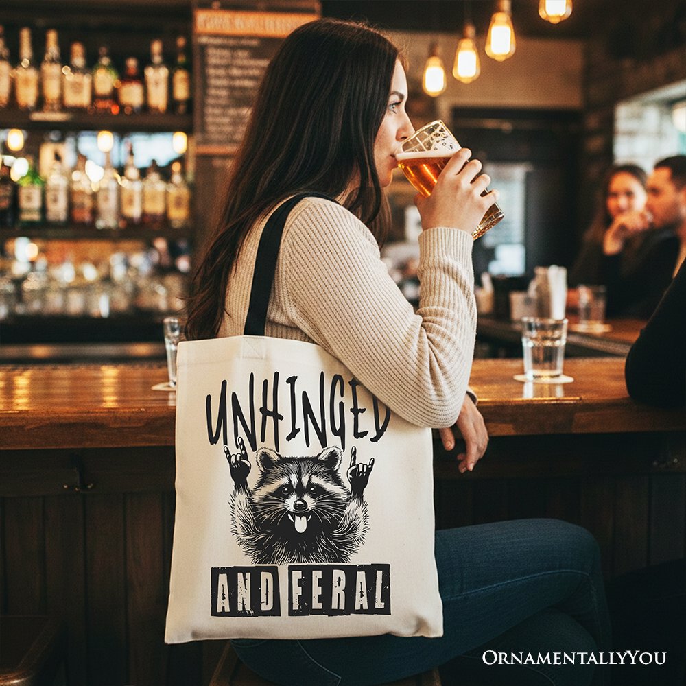 Unhinged and Feral Raccoon Canvas Tote Bag, Graphic Shopper