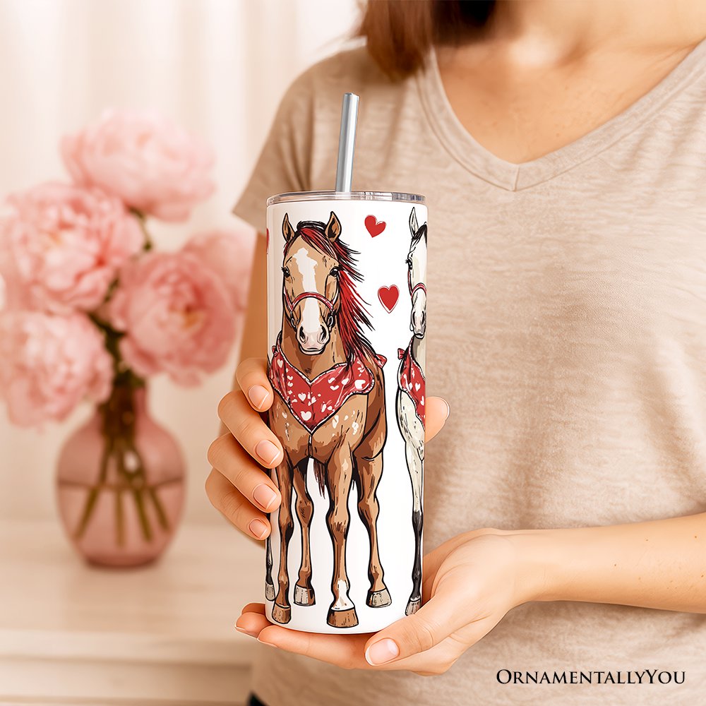 Valentine Horses Western Tumbler 20oz Personalized Travel Mug