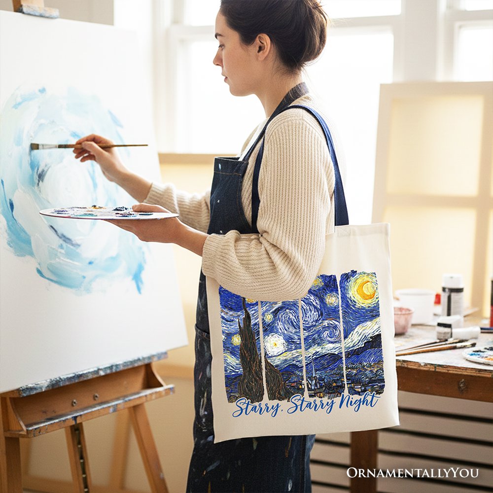 Vincent Van Gogh Starry Night Cotton Tote Bag - Art Lover Gift