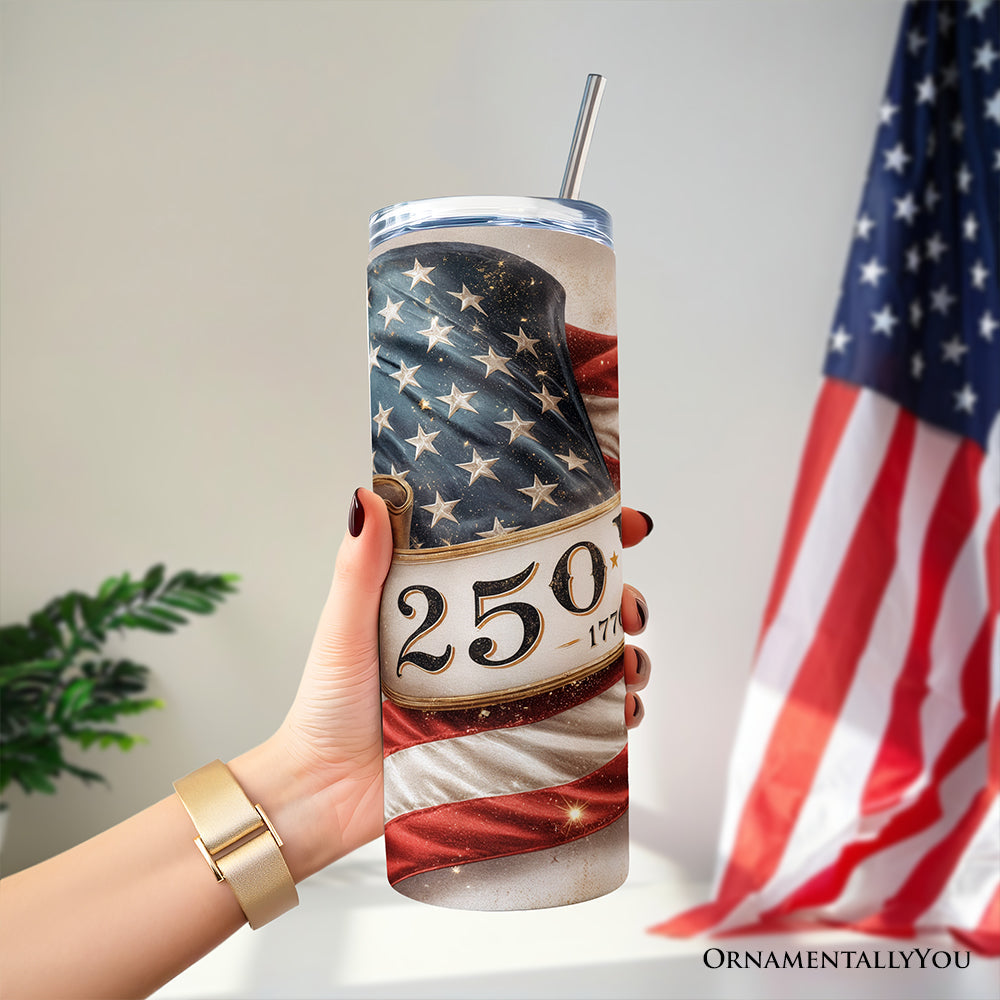 Vintage 250 Years American Flag 20oz Personalized Tumbler