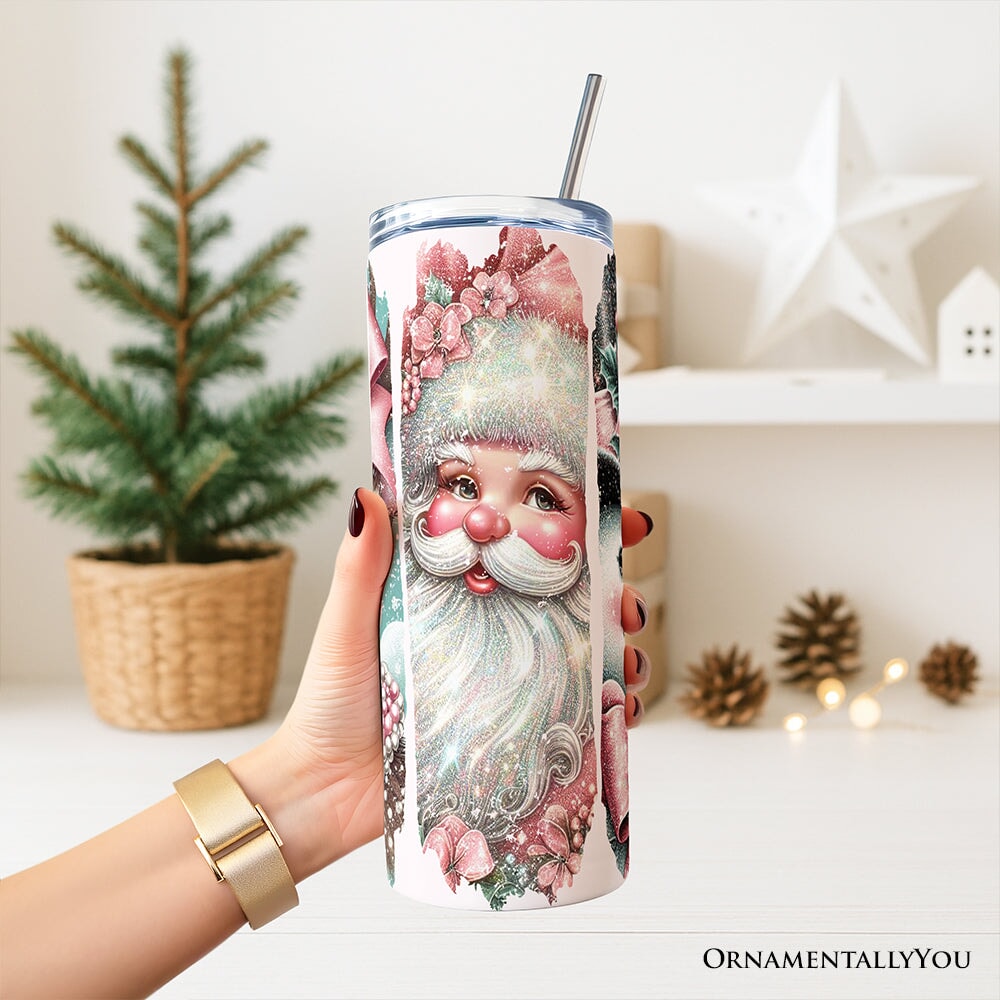 Coquette Pink Christmas Tumbler 20oz Personalized Holiday Cup