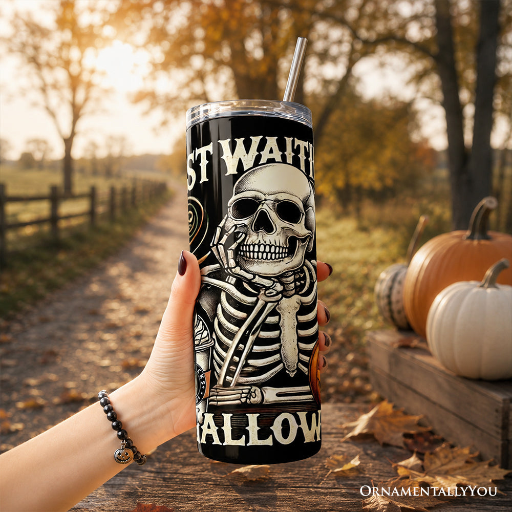 Waiting For Halloween 20oz Personalized Skeleton Travel Tumbler