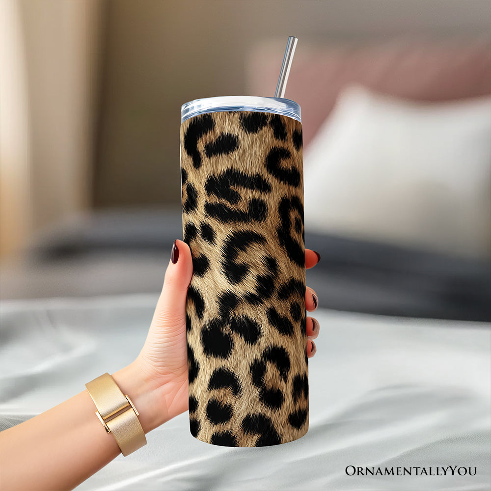 Leopard Print 20oz Stainless Steel Tumbler, Safari-Chic Travel Mug